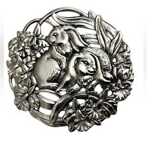 Arthur Court Easter Bunny Rabbit Daffodil Flower Trivet Hot Plate 1995